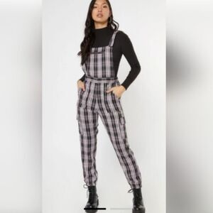 RUE 21 Funky plaid cargo overall
